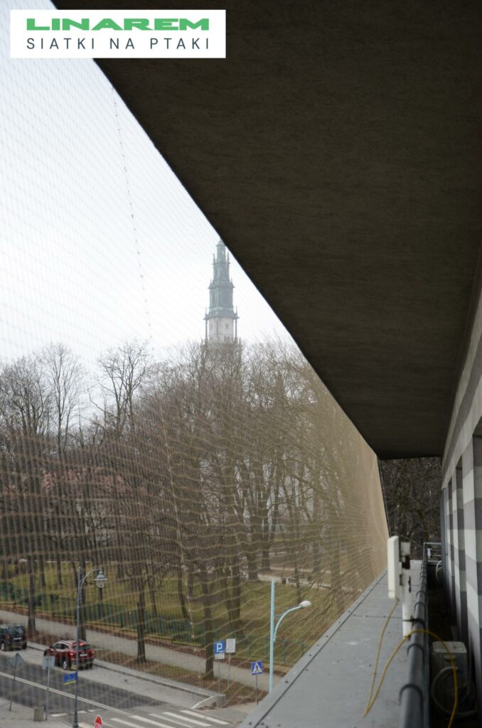 montaz siatki na ptaki czestochowa, osiatkowanie dlugiego balkonu, siatka przeciw ptakom balkon czestochowa, zabezpieczenie balkonu przed golebiami
