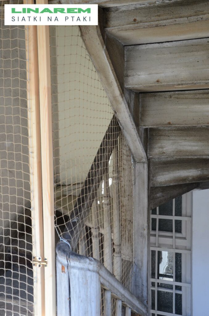 konstrukcja z siatki na ptaki, drzwi przeciw ptakom krakow, zabezpieczenie wejscia sobieskiego
