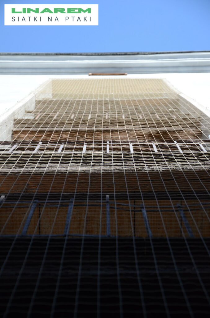 siatki na ptaki balkon krakow, zabezpieczenie elewacji sobieskiego 10, montaz siatki na ptaki